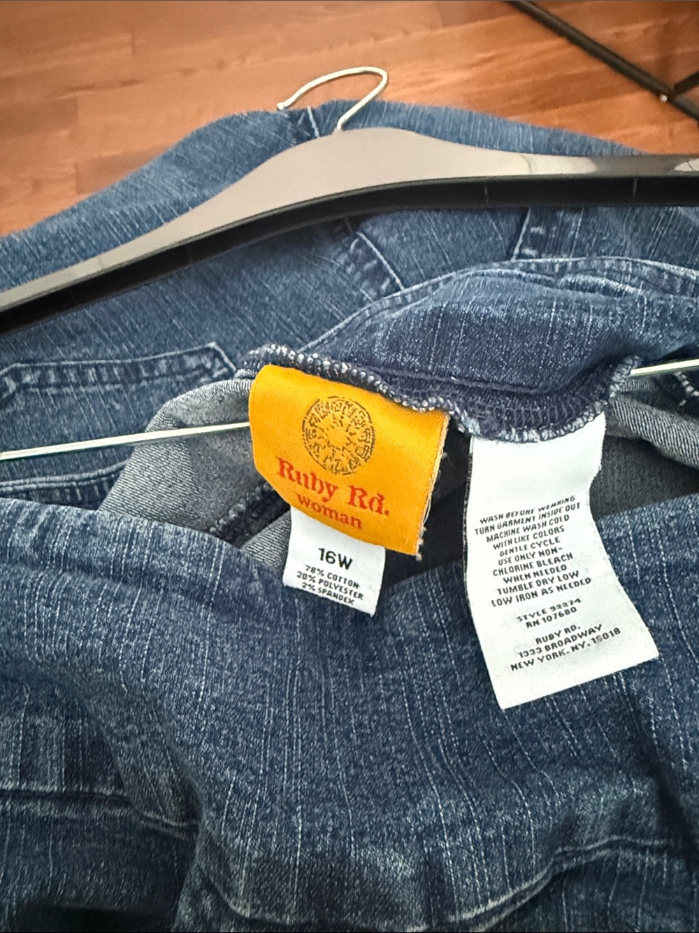 Ruby Rd. Mid-Dark Blue Cropped Pull-On Jeans - Picture 2 of 6